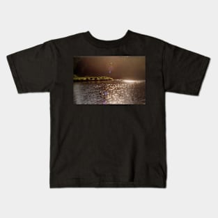 view across Trojan pond, near Goble, Oregon with flare 3 Kids T-Shirt